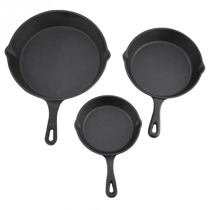 3-Piece Cast Iron Skillet Set 1-piece Construction, Indoor and Outdoor
