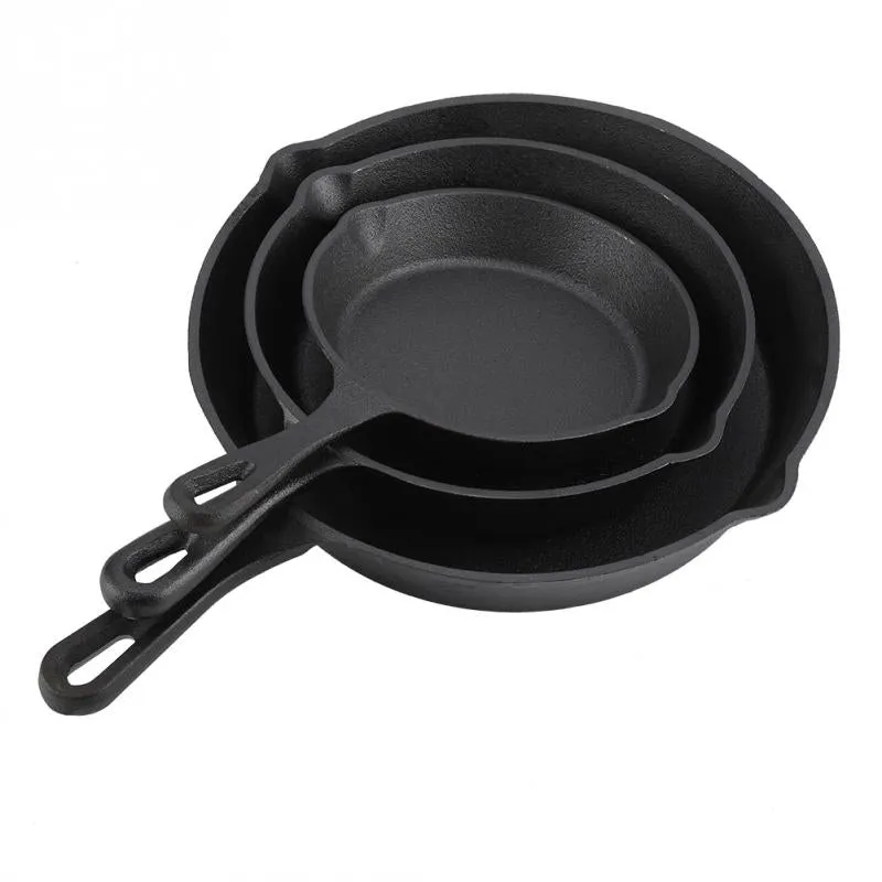 3-Piece Cast Iron Skillet Set 1-piece Construction, Indoor and Outdoor