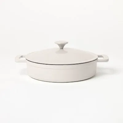 3.5qt Enamel Braiser Light Gray - Figmint