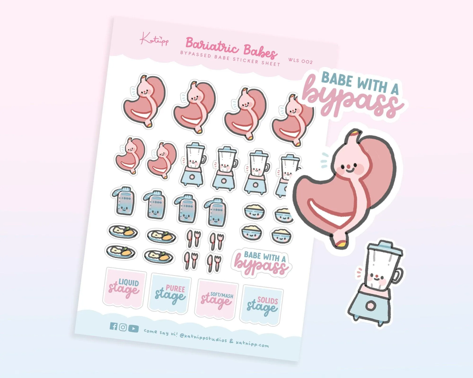 Bariatric Babe Sticker Sheet | Cute Gastric Bypass Planner Stickers | WLS 002