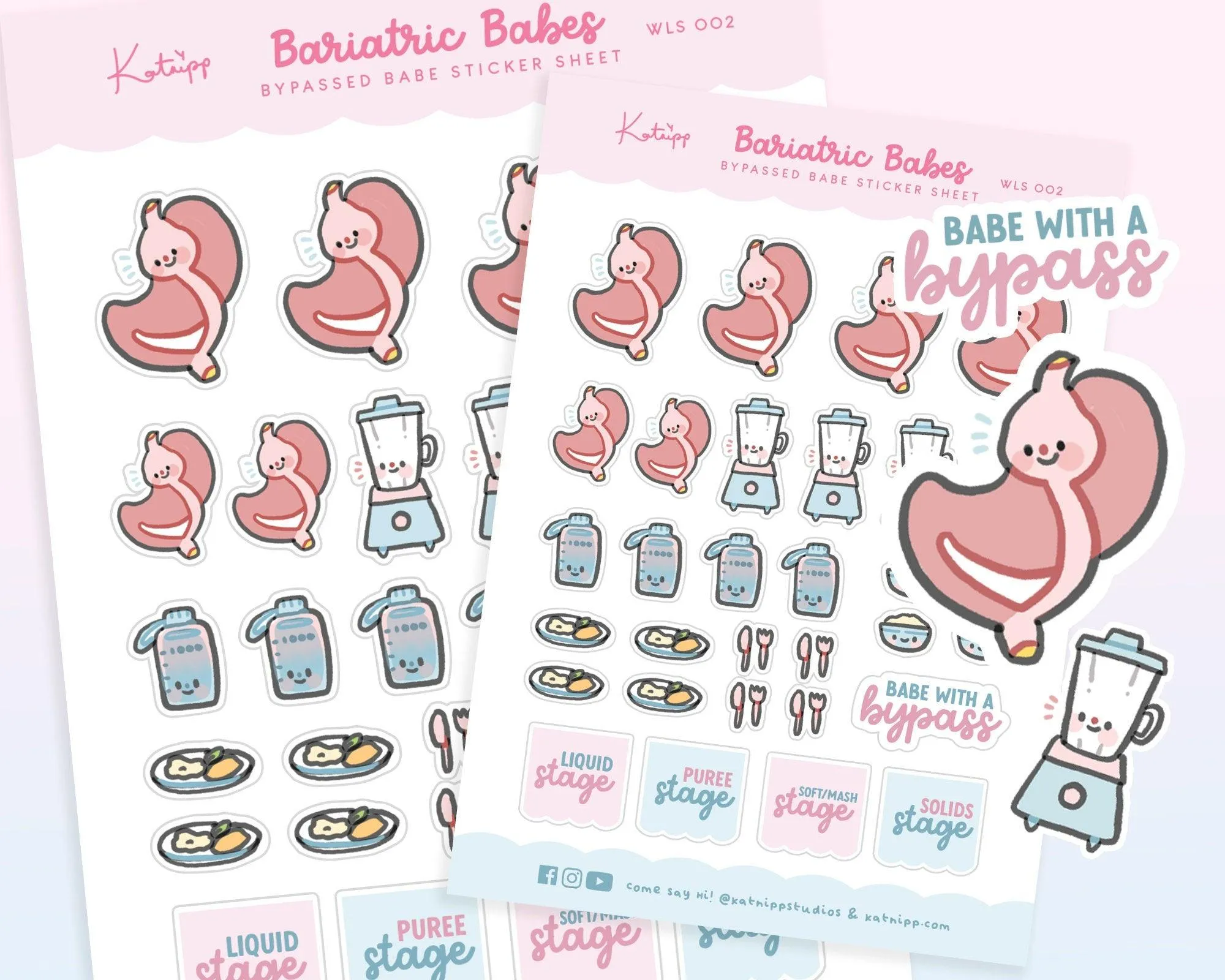Bariatric Babe Sticker Sheet | Cute Gastric Bypass Planner Stickers | WLS 002