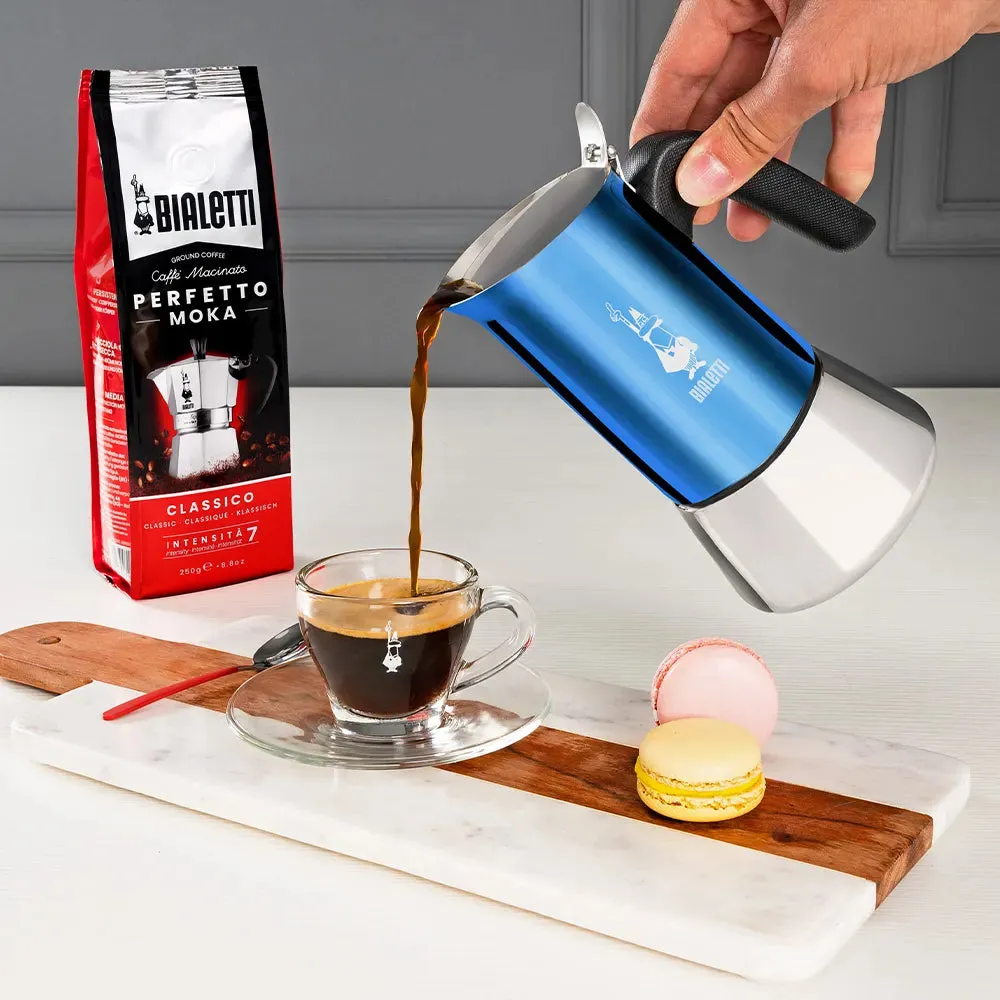 Bialetti Venus Stainless Steel Stovetop Espresso Maker 4 Cup, Blue