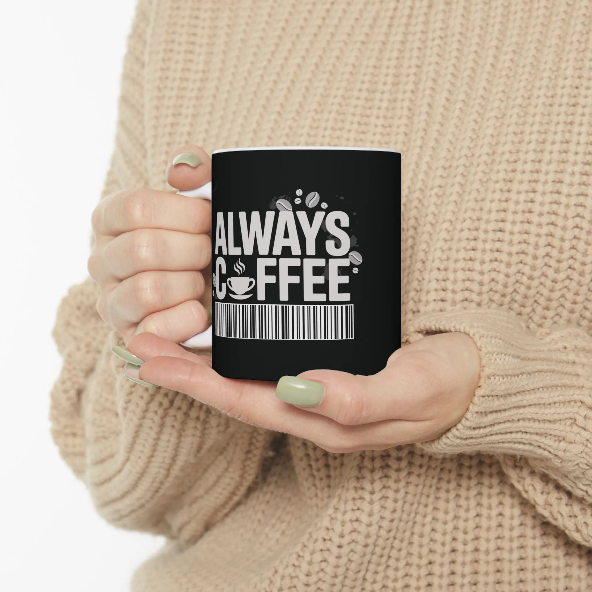 Black Ceramic Mug 11oz - Coffee Bar Code Design, Funny Coffee Lover Gift, Glossy Tea & Coffee Cup for Home or Office, Barista Gift Mug