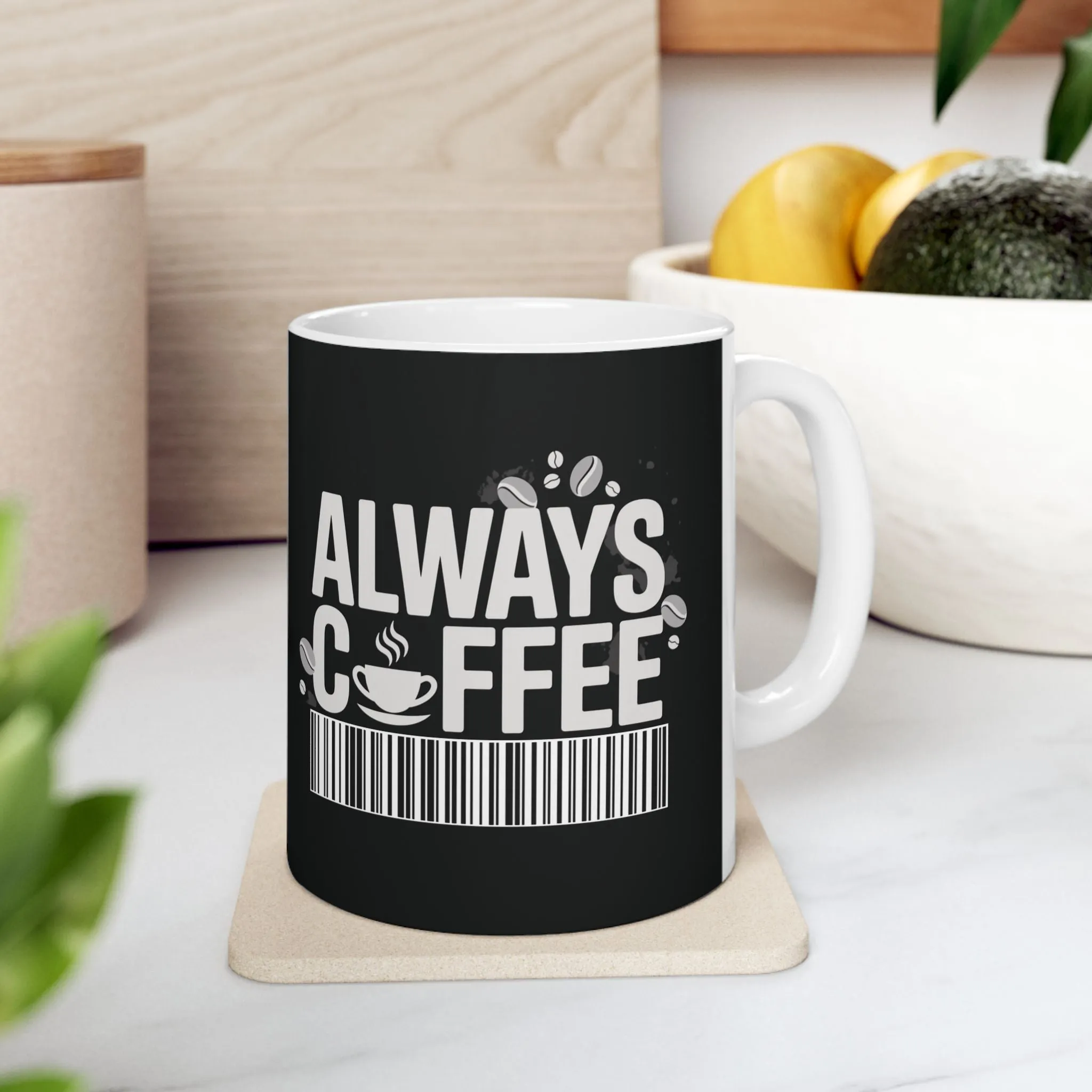 Black Ceramic Mug 11oz - Coffee Bar Code Design, Funny Coffee Lover Gift, Glossy Tea & Coffee Cup for Home or Office, Barista Gift Mug