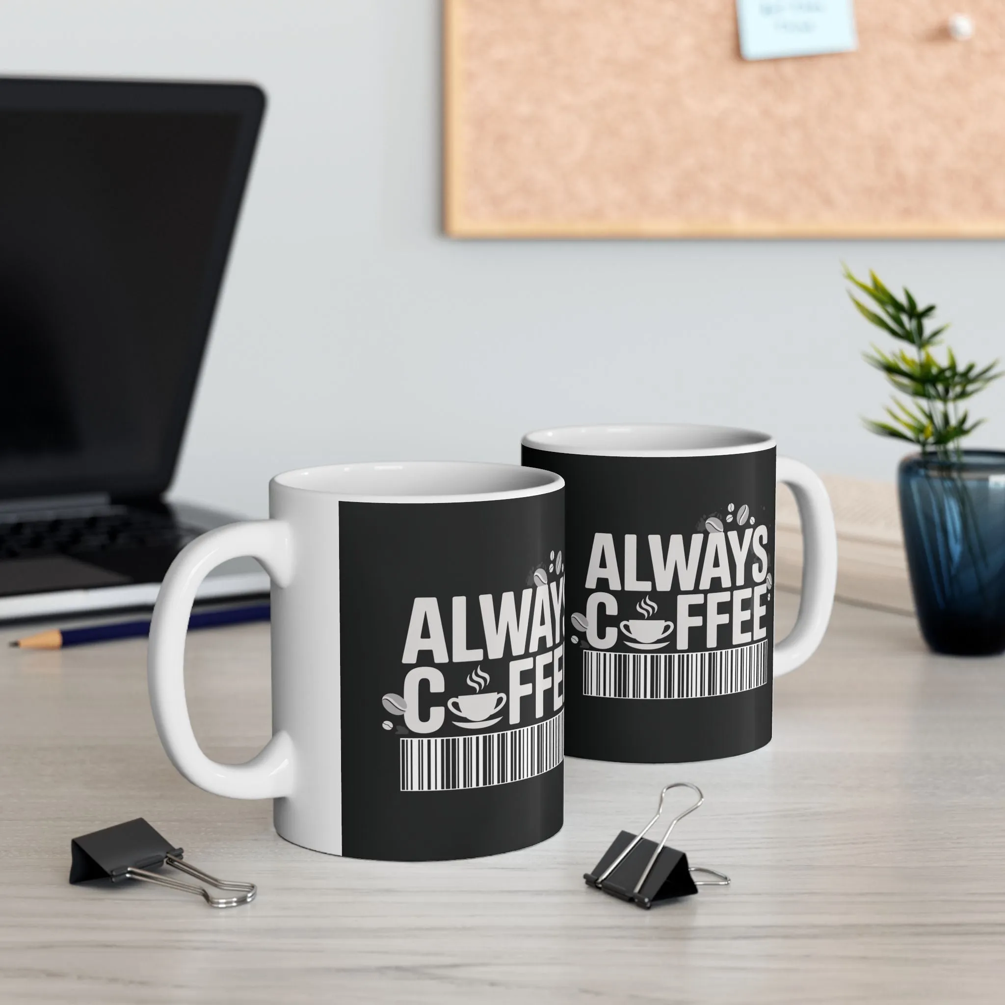 Black Ceramic Mug 11oz - Coffee Bar Code Design, Funny Coffee Lover Gift, Glossy Tea & Coffee Cup for Home or Office, Barista Gift Mug