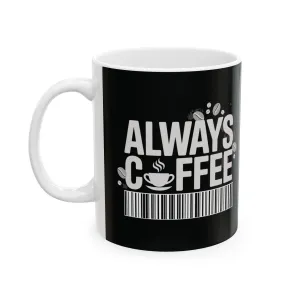 Black Ceramic Mug 11oz - Coffee Bar Code Design, Funny Coffee Lover Gift, Glossy Tea & Coffee Cup for Home or Office, Barista Gift Mug