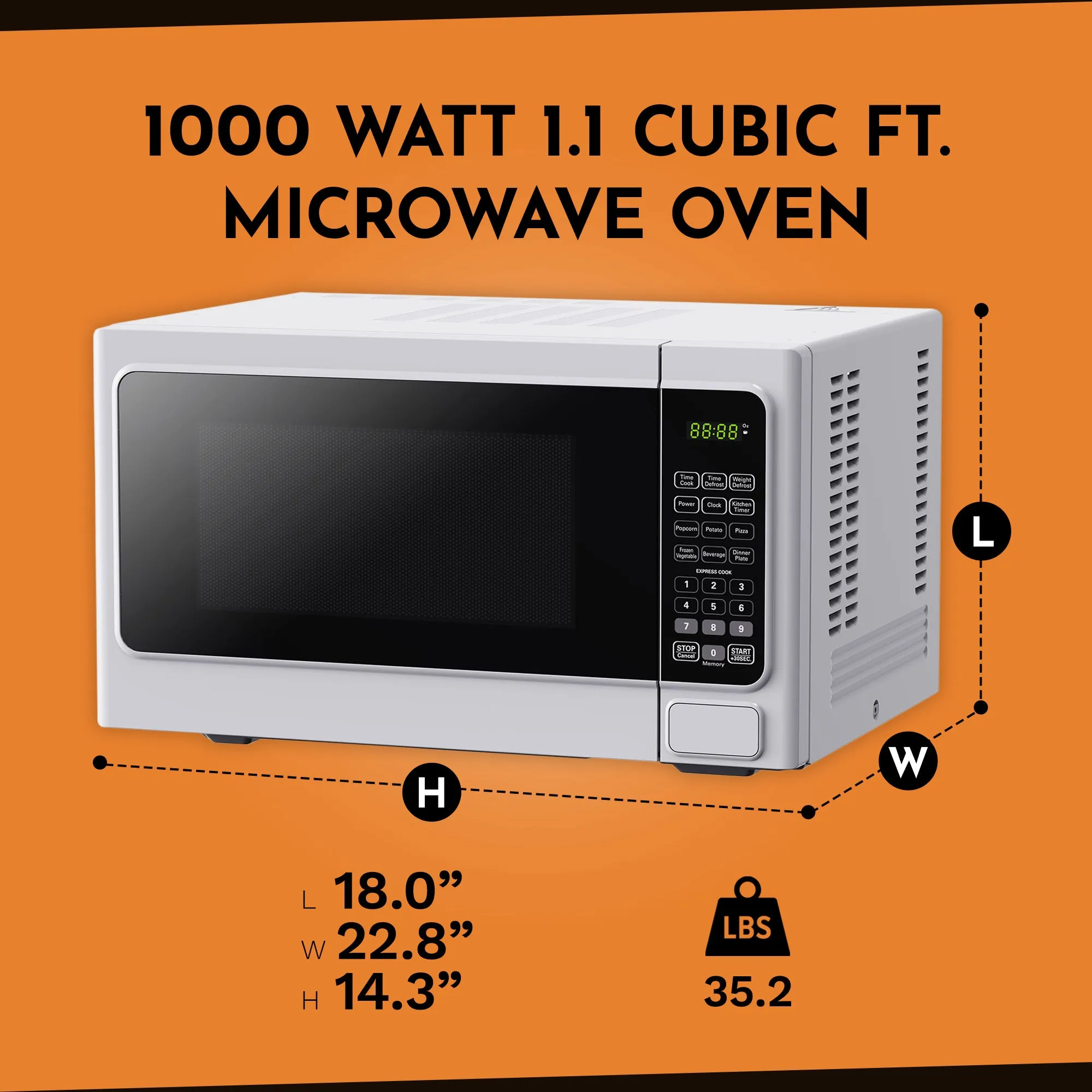 Black Decker 1000 Watt 1.1 Cubic Feet Countertop Table Microwave Oven (Used)