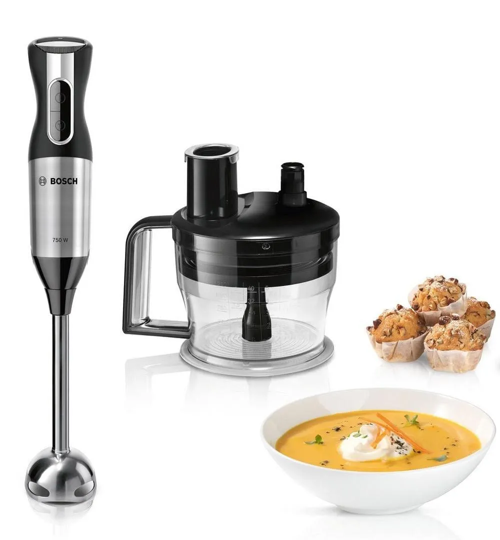 Bosch ErgoMixx MSM6S90BGB Hand Blender with Food Processor, 750W - Black & Silver