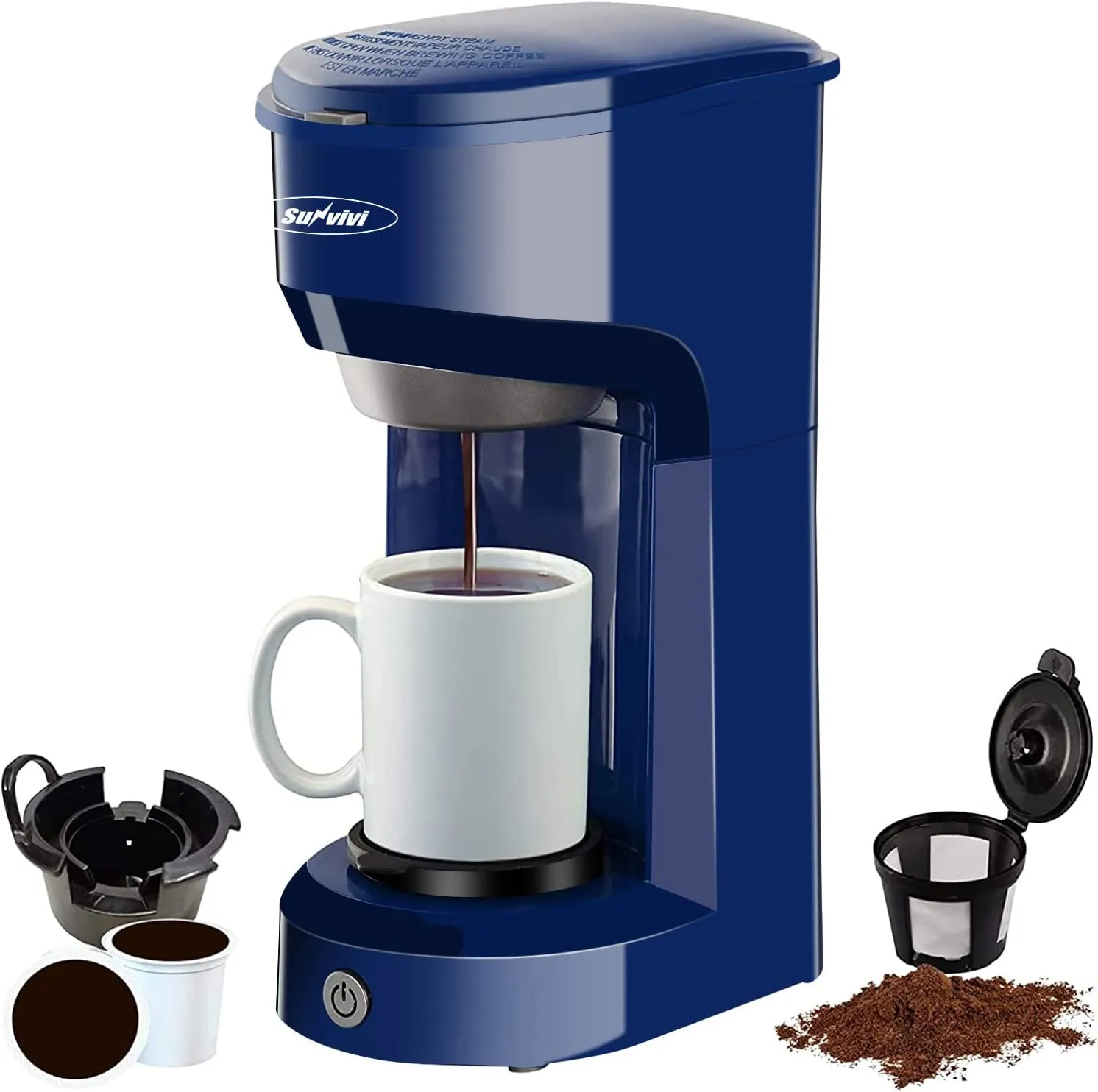 Coffee Maker, Single Serve Brewer for Single Cup, One Cup Coffee Maker With Permanent Filter, 6oz to 14oz Mug, One-touch Control Button with Illumination (ETL Certified)