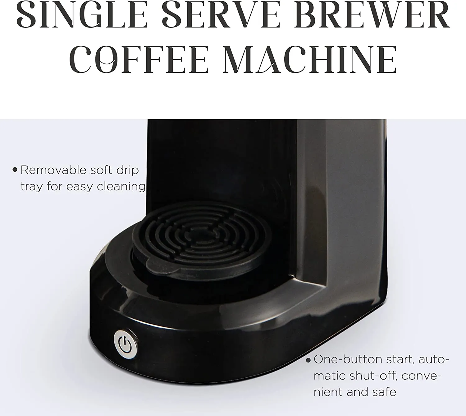Coffee Maker, Single Serve Brewer for Single Cup, One Cup Coffee Maker With Permanent Filter, 6oz to 14oz Mug, One-touch Control Button with Illumination (ETL Certified)