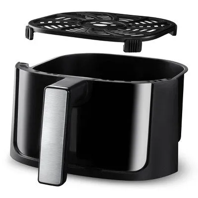 Digital 3Qt Air Fryer with Guided Cooking Prompts – Sleek Black & Stainless Steel Finish for Effortless and Healthy Cooking