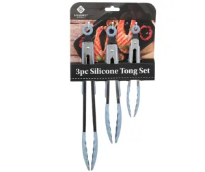 Gourmet 3 Pc Silicone Tong Set - Blue