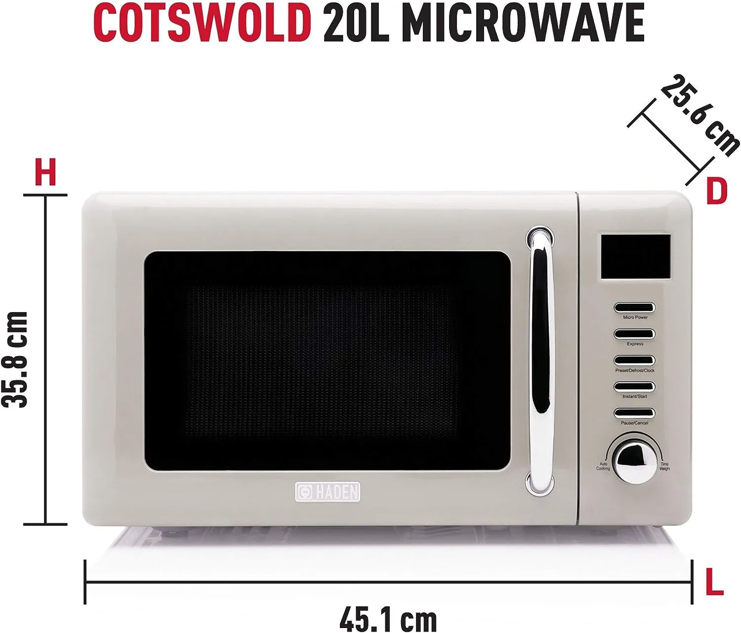 Optimize to: 800W Haden Cotswold Putty 20L Microwave Oven