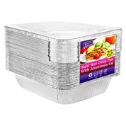 Heavy Duty Aluminum Foil Half Size Deep Pan 12.75" L X 10.375" W X 2.5" D [Lid Option Available]