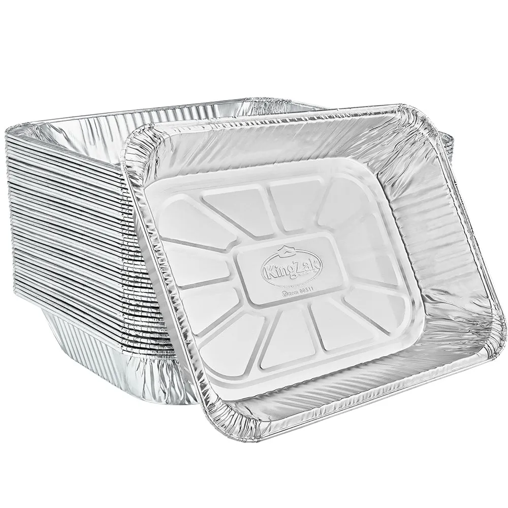 Heavy Duty Aluminum Foil Half Size Deep Pan 12.75" L X 10.375" W X 2.5" D [Lid Option Available]