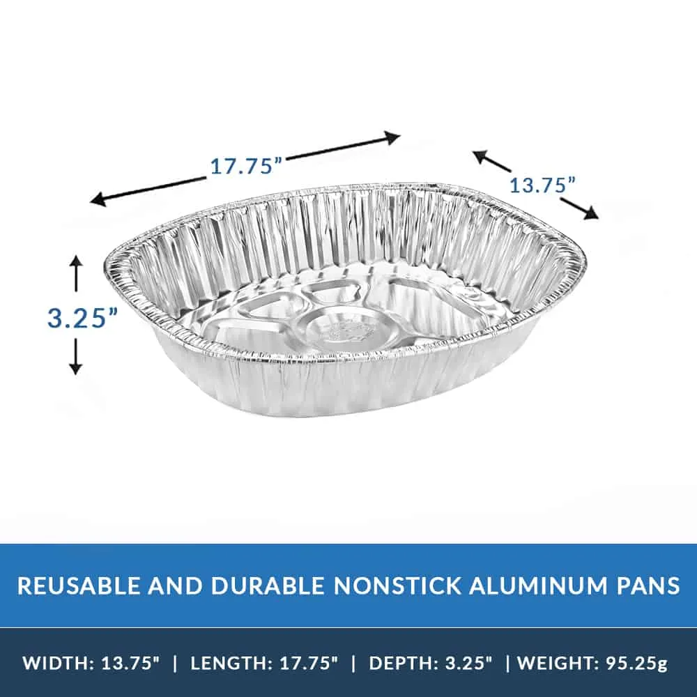 Heavy Duty Aluminum Foil Large Oval Roaster 17.75" L X 13.75" W X 3.25" D [100 Count]