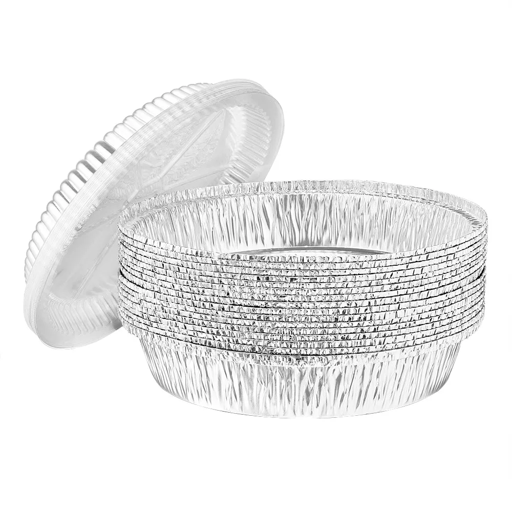 Heavy Duty Aluminum Foil Round Pan With Dome Lid 9.125" L X 9.125" W X 2.5" D [288 Count]