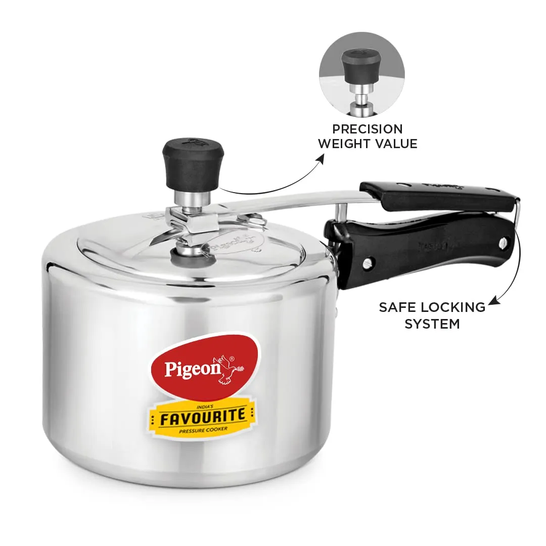 Pigeon by Stovekraft 3 Litre Favourite Aluminium Inner Lid Induction Base Pressure Cooker (Silver) BIS Certified