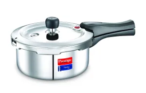 Prestige Svachh Triply Outer Lid Pressure Cooker with Unique Deep Lid for Spillage Control, 2 Litre, Silver, 304 Stainless Steel Inner Surface, Thick Gauge Aluminium