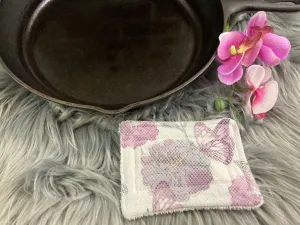 Purple Butterfly Watercolor Reusable Kitchen Sponges- Perfect for cleaning dishes, counters and Cast Iron Pots. Mesh side for extra cleaning power.