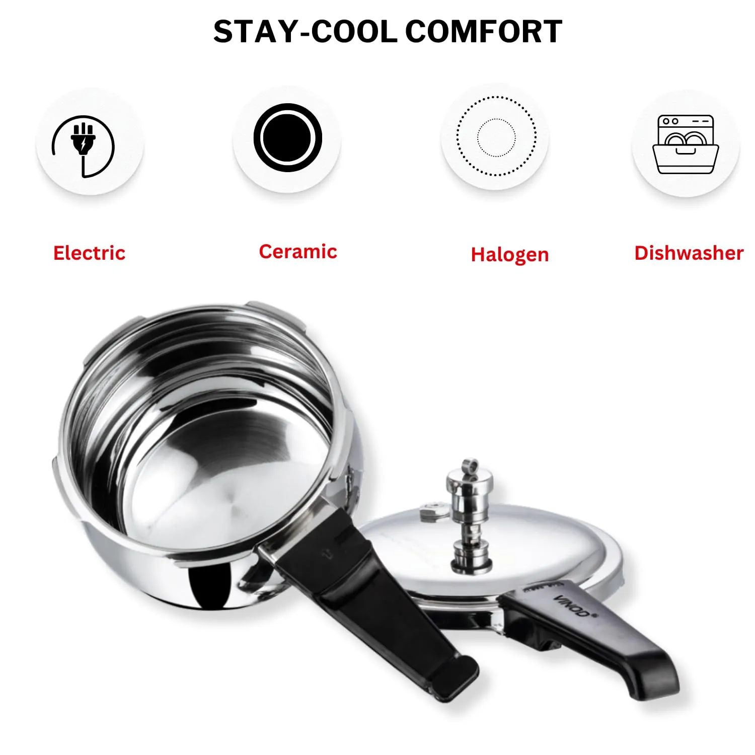 Vinod 18/8 Stainless Steel Splendid Plus Outer Lid Pressure Cooker -1.5 Ltr (Induction Friendly)