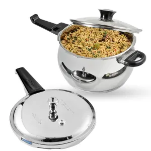 Vinod 18/8 Stainless Steel Splendid Plus Outer Lid Pressure Cooker -1.5 Ltr (Induction Friendly)
