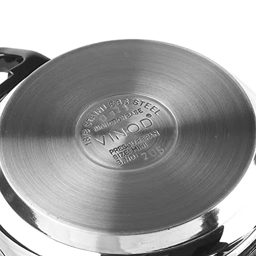 Vinod Stainless Steel Pressure Cooker 3.5 Litres | Also use as Deep Fry pan | Sandwich Bottom | Induction and Gas Stove Friendly | 2 Years Warranty | ISI and CE certified | Silver